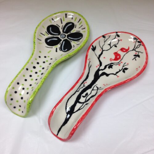 Handmade Clay Paint Splatter Funny Novelty Spoon Rest Holder 