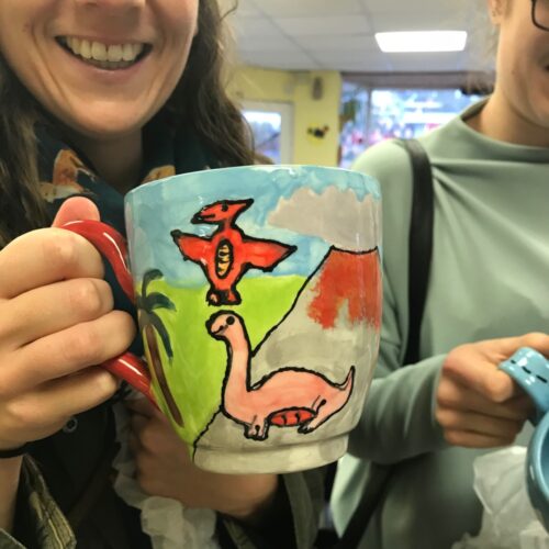 Awesome painted Dinosaur mug